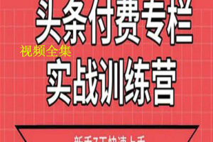 【媒体运营】2020《头条付费专栏实战训练视频》[MP4/MKV][833.50MB][百度网盘下载]