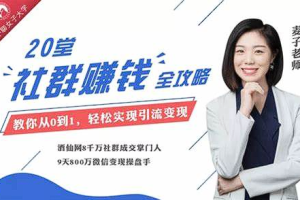 【媒体运营】《麦子：20堂即学即用的全体系社群掘金大课》[MP4][百度网盘下载]